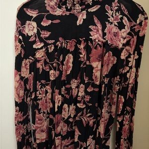 Lucky Brand Black and Pink Floral Shirt